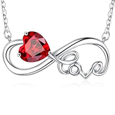 AMAZON - IEFUP Birthstone Necklace for Women, S925 Sterling Silver Garnet Necklace January Birthstone Jelwery Mom Birthday Gifts Christmas Gifts Mothers Day Gifts for Women Mom Grandma Girlfriend