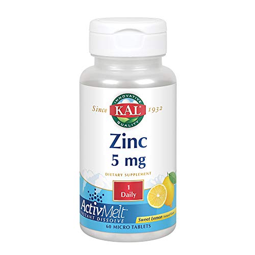 Kal 5 Mg Lemon Zinc Vegan Tablets, 60 Count