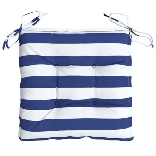 Coussin de chaise 40x40 lot de 2 à rayures bleues en polyester lavable