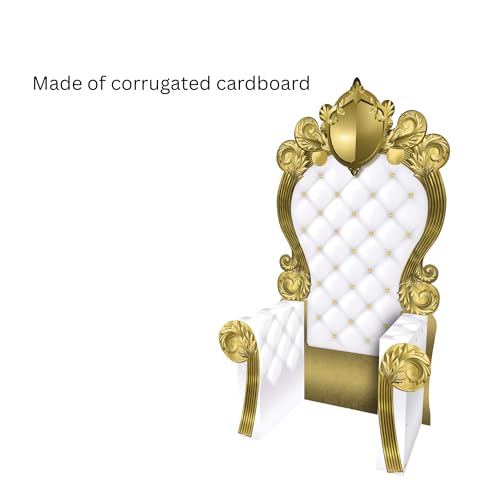 Beistle 3-D White and Gold Throne Stand-Up Prop, Large Cardboard Chair Party Cutout Decoration for Proms, School Dances, Birthdays, Quinceañeras and Milestone Celebrations, 7’ 1.75” x 3’ 9.25” - Image 4