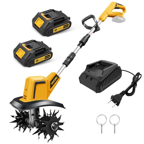 DEVONIC Cordless Electric Garden Tiller,21V 330RPM Tiller Cultivator 8