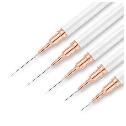 AYBUY Nagel Pinsel Set, 5 Stück Fineliner Pinsel für Nägel, Nagelkunstpinsel, Nageldesign Nail Art Pinsel Set für Lange Linien, Dünne Details, Feine Zeichnungsgrößen 7/9/11/15/25 mm (Weiß)