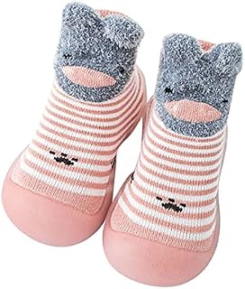 Baby Anti-slip Floor Socks Infant Boys Girls Animal Cartoon Socks Shoes Toddler Fleece WarmThe Floor Socks Non Slip Prewalker Shoes Baby Non Slip Socks (Grey, 0-6Months)