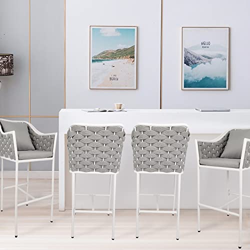 Voolex Outdoor Bar Stools Set Of 2 Aluminum Bar Height Patio Chairs Modern Style Waterproof Counter Stools Set Of 2 For Backyard, Pool, Garden,330Lb Capacity (2Pcs Chairs Only) #TOP3