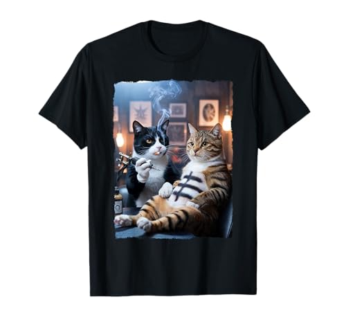 Cat Tattoo Meme T-Shirt with Inked Kitty Humor
