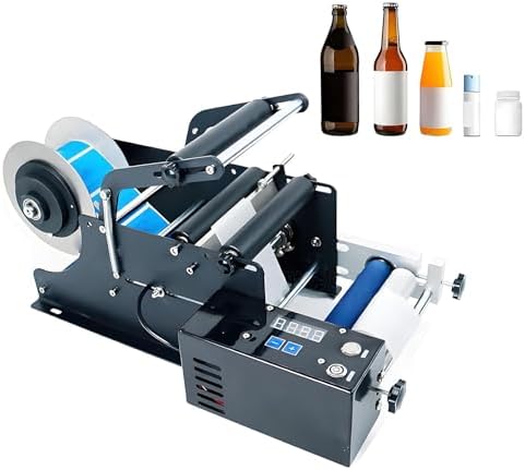 Semi-Automatic Round Labeling Machine for Plastic & Metal Bottles, 20-40pcs/min, Adjustable Label Width 80mm to 160mm, Efficient Applicator for Quick Labeling