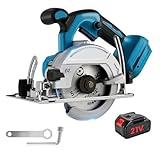 Akku Mini Kreissäge, Professionelle Handkreissäge mit 1 Akku, 0–45° Stufenlos Einstellbar, Schnitttiefe bis 45 mm, Sägeblattdurchmesser 125 mm, Geeignet zum Schneiden von Holz, Metall und Fliesen