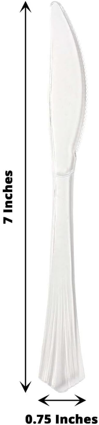 Efavormart 25 Pack - 7" Clear Chambury Heavy Duty Plastic Knife, Plastic Utensils for Wedding, Birthday, Upscale Occasions, Special Events, Hotels, Restaurants, Family Gatherings, BBQs
