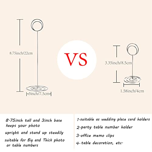 Radezon 20 Pack 8.75 Inch Tall Table Number Holders Place Card Holder Table Picture Holder Wire Photo Holder Clips Picture Memo Note Photo Stand (Silver) #TOP1