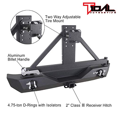 Tidal Rear Bumper With Tire Carrier Mount And Hitch Reciever Fit For 07-18 Wrangler Jk #TOP1