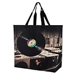 Sacs De Courses Vinyl Records Sac À Provisions Cabas Reutilisable Sacs Tote Bag Légers Tote Bag Pour Voyage Achats Extérieur