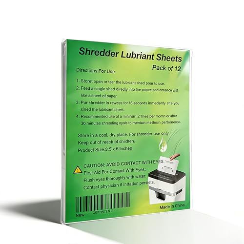 NCWANG Paper Shredder Lubricant Sheets 12-Pack