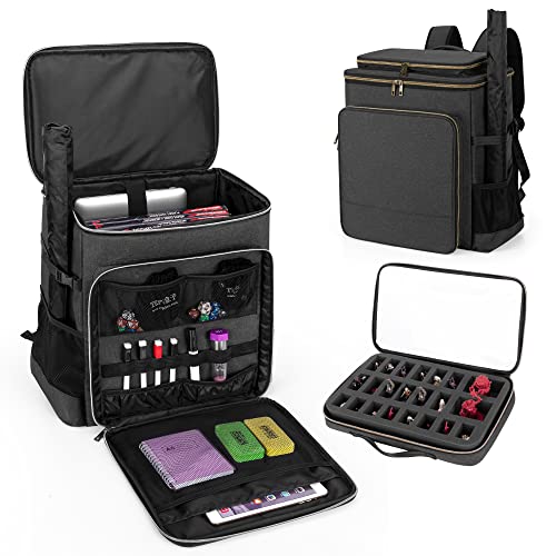 Trunab Tabletop-Rollenspiel Abenteurer Reiserucksack, Kompatibel mit Dungeons and Dragons, DND-Tasche mit Schaumstoffschicht der Miniaturen, Hold Battle Map, Spielerhandbuch Cover