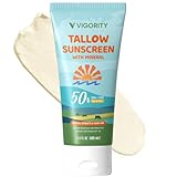 Mineral & Tallow Sunscreen SPF 50: Natural Zinc Oxide Sunscreen for Face & Body, Water-Resistant (80 Minutes) - 100 ml