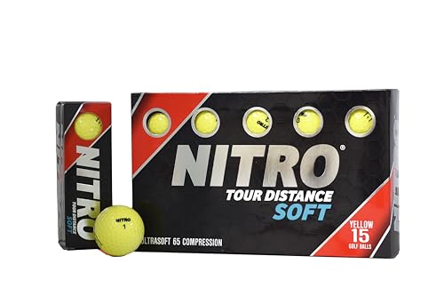 Balle de golf Nitro Tour Distance Soft jaune pour maximiser la distance