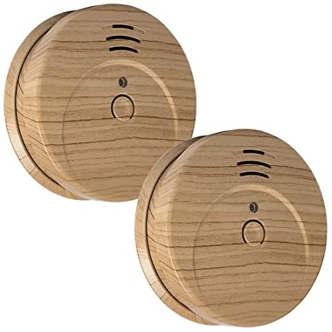 ELRO FS1605 Smoke detector With Wood Effect and 5 Year Battery-Conforms to EN14604:2005/AC:2008-pack of 2, Brown Cover