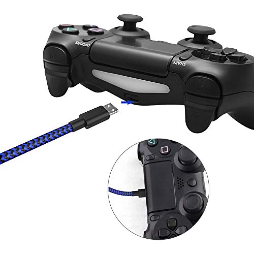 6amLifestyle Cable de Carga para Mando de PS4, Cable de Nylon Trenzado Extra Largo Micro USB 2.0 de Sincronización de Datos Compatible con Playstaion 4, PS4 Slim/Pro, Xbox One S/X Controller - imagen 5