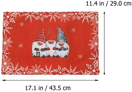 DOITOOL Christmas Placemats with Santa Gnome Printed Heat Insulation Stain Resistant Non Slip Washable Table Mats Kitchen Dining Table Decoration