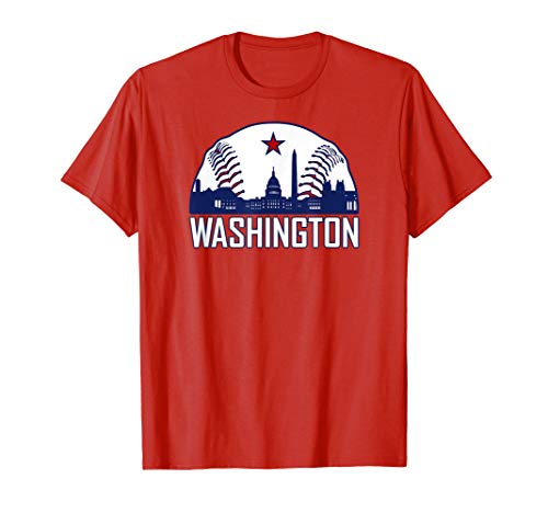 Washington DC Baseball Hometown Skyline Vintage T-Shirt