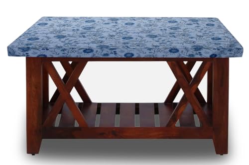 Image of The Furnishing Tree Elastic Cotton Rectangular Center Table Cover 24x60 in Inches Floral Navy Blue