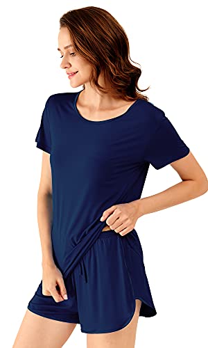 Image of WiWi Viscose from Bamboo Pajamas Set for Women Super Soft Short Sleeve Cooling Summer Plus Size Pjs Sets Sleepwear S-4X