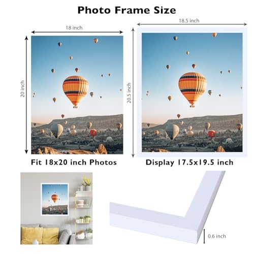 Image of JCJMY 18x20 Picture Frame White for Poster Photo Picture, Horizontal and Vertical Formats for Wall Hanging, 18 x 20 Wall Gallery Poster Photo Frame for 18 by 20 Photos Posters, White