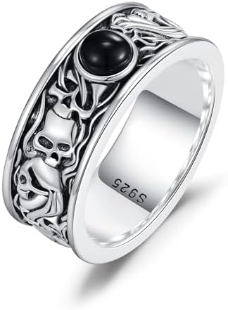Men's 925 Sterling Silver Gothic Skull Flame Ring, Biker Rock Sta...