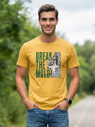 Image of Nobero 100% Cotton T Shirts for Men Stylish | Regular Fit | Graphic Printed T Shirts for Men 180 GSM Combed Cotton | Round Neck Half Sleeve