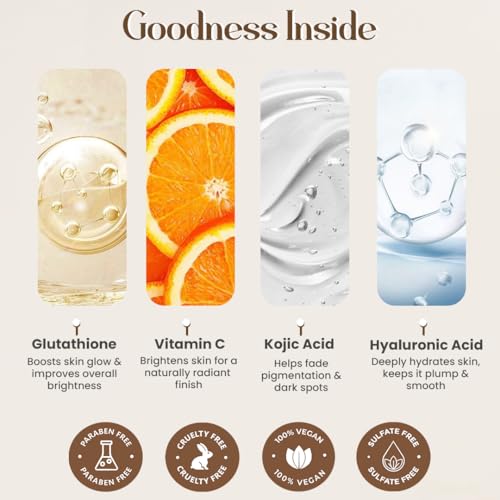 Image of Glamveda Glutathione 4-Step Skincare Routine For Healthy & Radiant Skin | Skin Brightening and Lightening Combo (Facewash + Facecream + Faceserum + Sunscreen)