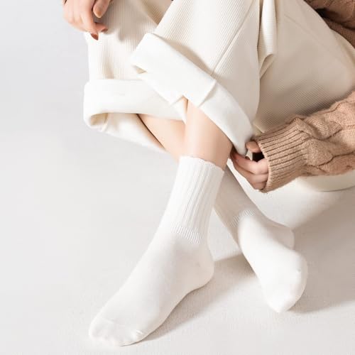 Image of PADFOM Women Thin Cashmere Socks, Soft Socks Women Above Crew Socks 5 Pairs Size 5-9