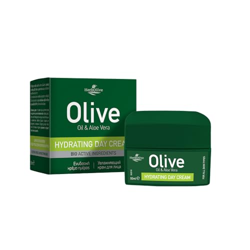 Herbolive Crema hidratante de día de aceite de oliva y aloe vera, 50 ml