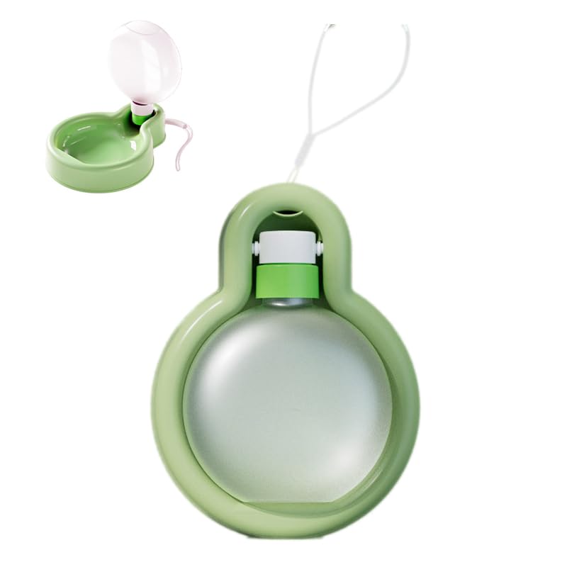 Foldable Leak-Proof Portable Large Capacity Dog Water Bowl, Relieve Anxiety Outdoors, 17oz, Multiple Choice of Colors, Hands-Free Placed Flat, Walking Hiking Traveling?Green?