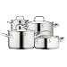 Produktbild WMF Topf-Set 4-teilig Bratentopf Fleischtopf Gourmet Plus Innenskalierung Dampföffnung Made in Germany Hohlgriffe Metalldeckel Cromargan Edelstahl rostfrei mattiert induktionsgeeignet spülmaschinengeeignet