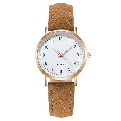 AOOSU Montre Femme, Lumineux à Quartz Analogique pour Féminin à la Mode Fille élégante avec Bracelet en Cuir Brossé