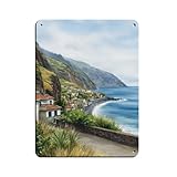 Madeira-Inseln, Portugal, Aquarellmalerei, Retro-Poster, 