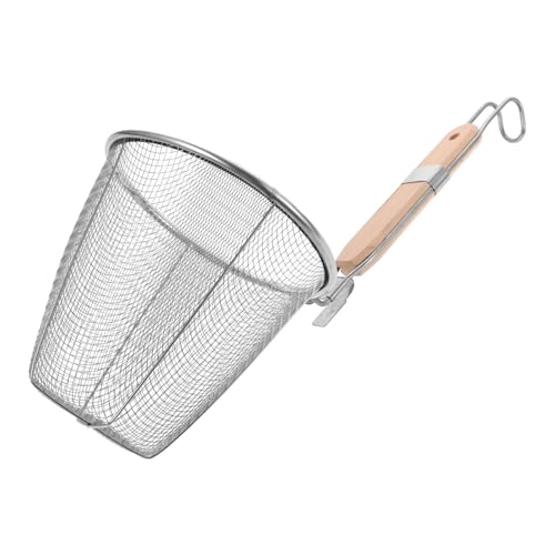 HOLIDYOYO Stainless Steel Pasta Strainer Basket with Wooden Handle 13