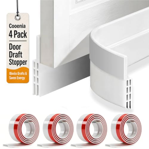 4 Pack Door Draft Stopper Door Sweep for Bottom of Door 2W X 39L White