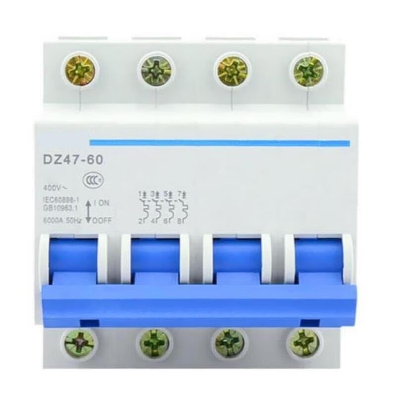 Disyuntor DZ47-60 de 4 polos y 32A con curva C para control seguro de sobrecargas de energía