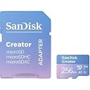 SanDisk Creator microS Card UHS-I with Adapter 256GB Up to 190MB/s Read speeds Up to 130MB/s Write Speed, 3 Months Adobe Lightroom Included gallery image