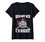 Womens Funny Shark Joke Guess What Week It Is Sarcastic Party Beach V-Neck T-Shirt