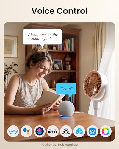 Image of SwitchBot Smart Pedestal Fan, Rechargeable Oscillating Standing Fan for Bedroom, Corded & Cordless, Adjustable Height Floor & Desk Fan, 22dB, Remote & App, Works with Alexa,Google Home,HomeKit,Matter
