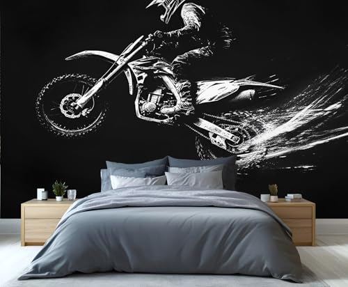 YXQAIED Papier peint mural pour chambre à coucher de motocross, désert, moto, sport, décoration murale pour chambre d'enfant, garçon, 300 x 210 cm