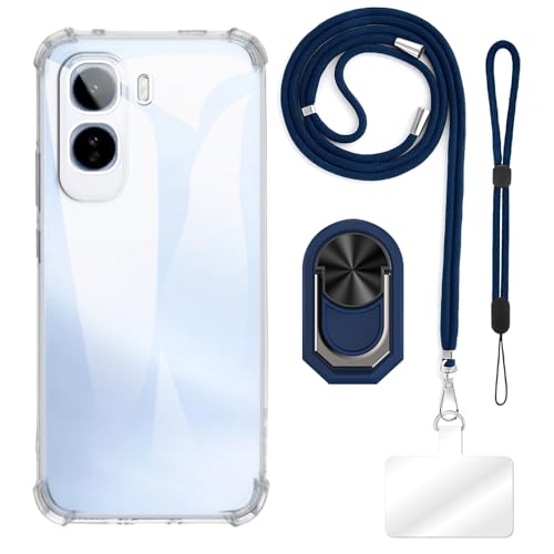 ESACMOT [4 in 1] �P�[�X Vivo T5 Pro 5G V2568 �Ƃ̌݊�������A�X�g���b�v�A���X�g�o���h�A�����O�t���A�ϏՌ��ی�J�o�[���s�p�Z�b�g (�N���A�P�[�X + �u���[�Z�b�g)