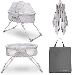Delta Children EZ Fold Ultra Compact Travel Bedside Bassinet - Folding Portable Crib