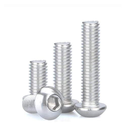 YCPIN(小さな店) 10/50個 M2 M2.5 M3 M4 M5 M6 304 A2-70 ステンレス鋼 ブラック グレード10.9 ISO7380 六角六角ソケットヘッドボタンアレンボルトネジ(304 Stainless Steel,16MM_M5