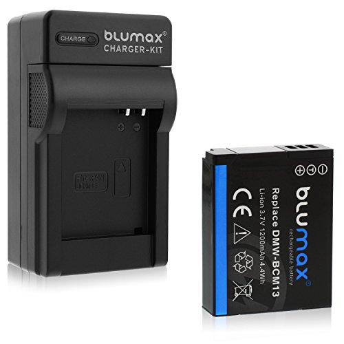 Blumax Akku ersetzt Panasonic DMW-BCM13 / DMW-BCM13-E 1200mAh + Ladegerät für DMW-BCM13 / DMW-BCM13-E | passend zu Lumix DMC Reihe TZ40-TZ41-TZ55-TZ56-TZ58-TZ60-TZ61-TZ70-TZ71 | ZS30-ZS40 |TS5 | FT5