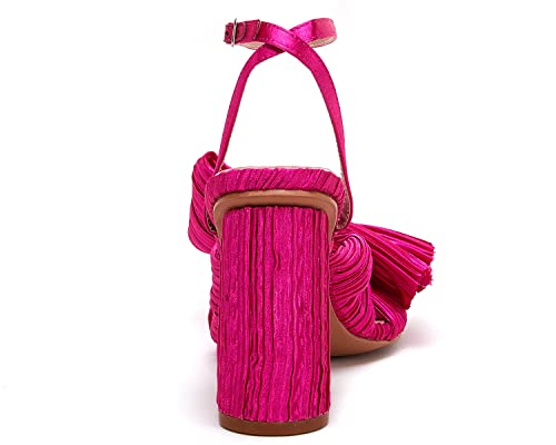 Vetaste Women's Bow Knot Heeled Sandals Bridal Wedding Open Toe Ankle Strap Chunky Heels #TOP4