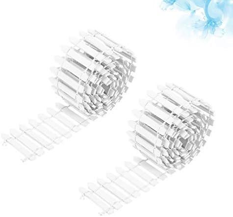 PRETYZOOM 40 Inch White Wood Picket Fence Miniature Fairy Garden Ornament Small Wooden Fence Craft Micro Landscaping Decor DIY Accessories(2 Pack)