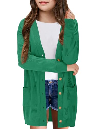 Image of Girls Cardigans Kids Fashion Open Front Long Sleeve Knit Sweaters Outerwear with Pockets 5-14 Years