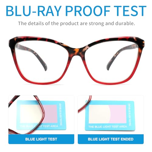 Image of reading glasses for women, adjustable strength from 0.0 to 4.0, lightweight blue light-blocking lenses, spring hinges, UV resistance, and a classic and fashionable appearance(2.50x)